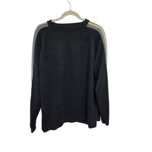 Vintage Y2K Icebox Mens Black Crew Neck‎ Sweater Striped Long Sleeve Pullover L